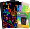 117-Piece Rainbow Scratch Paper Art Kit for Kids – DIY Magic Drawing Pads with Styluses & Stencils, Birthday, Christmas, and Party Favors (Green-Castle)